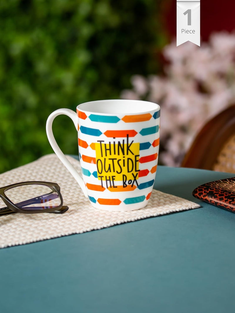 Clay Craft Fine Ceramic Printed Milk/Coffee Mug 1 Piece -300 ml (Think Outside The Box)