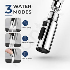 Plantex Tap Extension for Kitchen Sink/360° Swivel Kitchen Sink Faucet Aerator/3 Anti-Splash Modes Sprayer/Upto 70% Water Saving - Pack of 1 (Chrome)-5