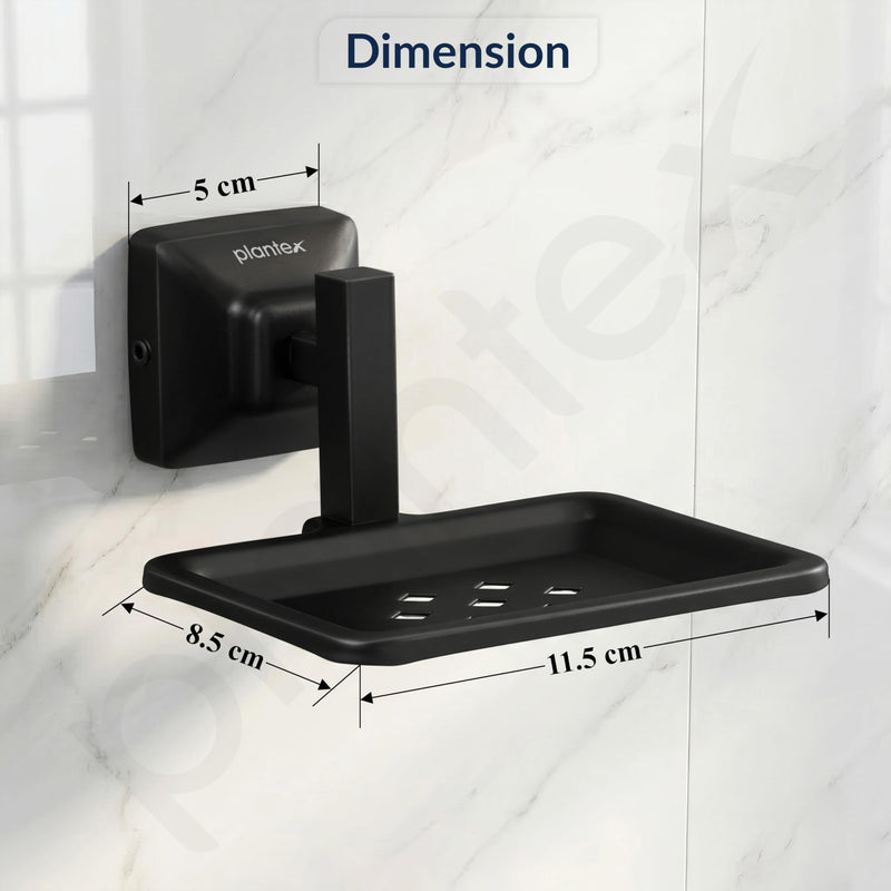 Plantex 304 Grade Stainless Steel Soap Holder for Bathroom/Soap Dish/Soap Stand/Bathroom Accessories - Squaro (Black)-4