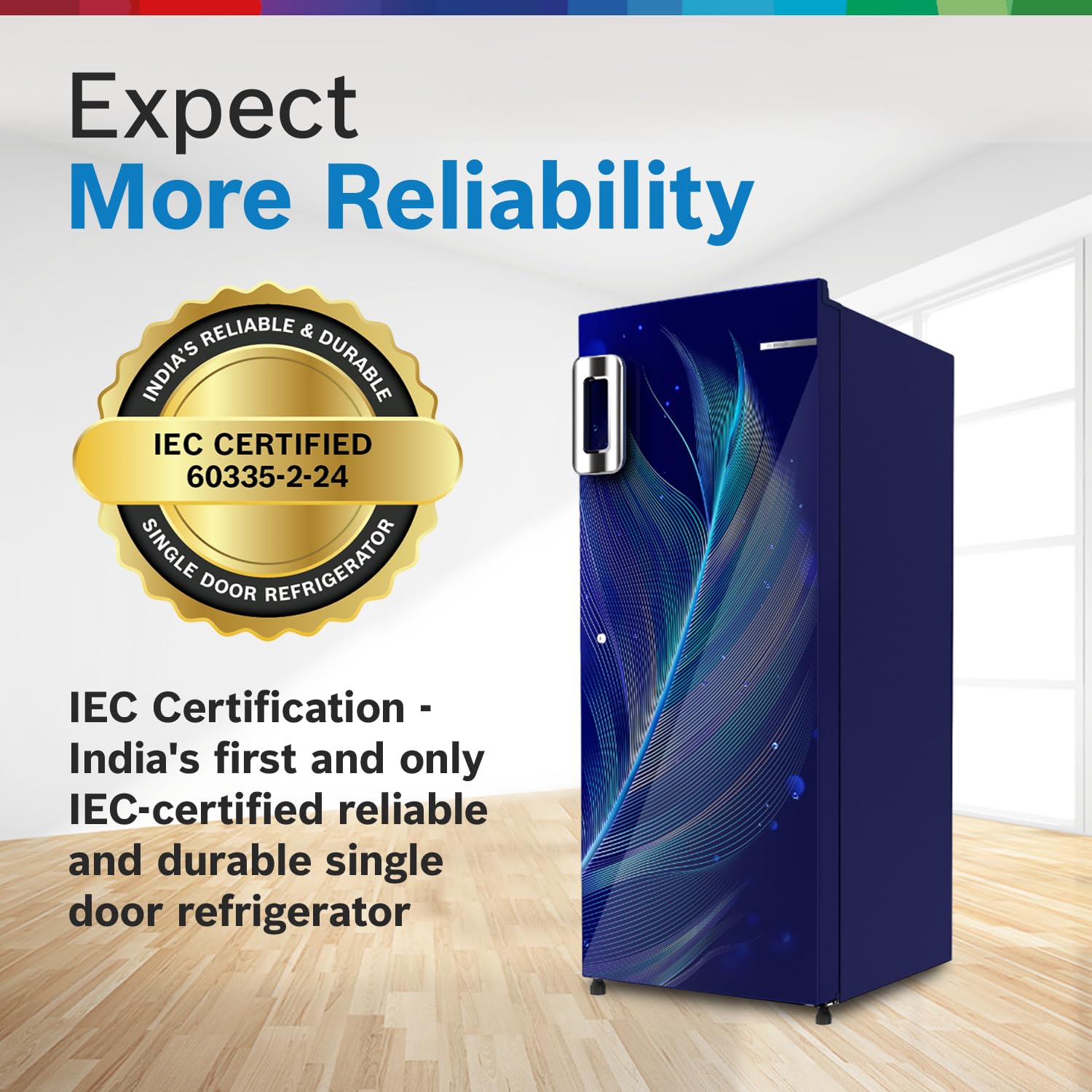BOSCH 207 L, 4 Star Single Door Refrigerator with Industry's largest vegetable box* & Beverage space (CST20B34NI, Feather Blue| 18 Hr Cooling Retention, 2.5x Faster Cooling, Smart inverter compressor