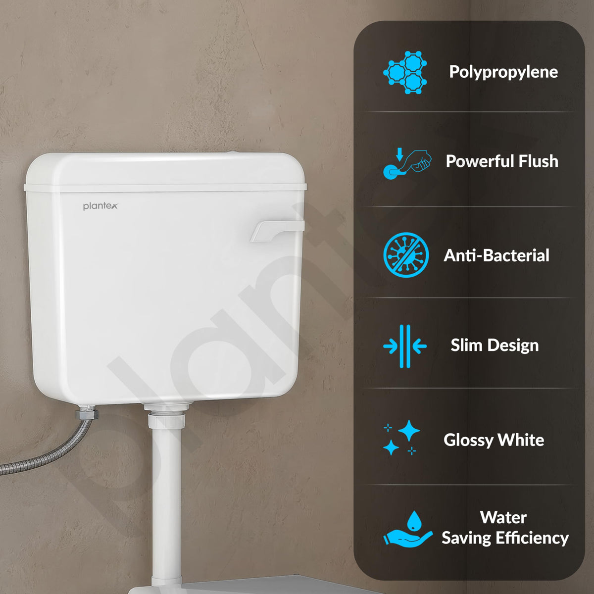 Plantex Indian Toilet with Flush Tank/Ceramic Squating Pan/Flushing Cistern for Bathroom/Indian Commode with 8 ltr. Capacity Flush Tank - Combo (White) (Model APS-2262)-5