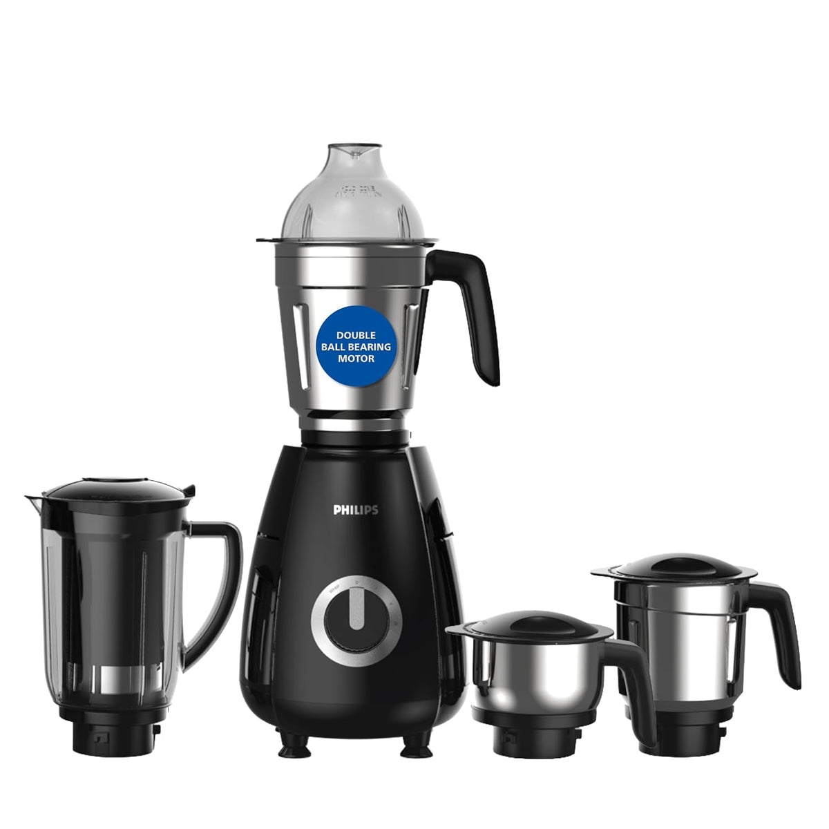 Philips HR7732 1000W Mixer Grinder with 4 Jars, Double Ball Bearing Motor