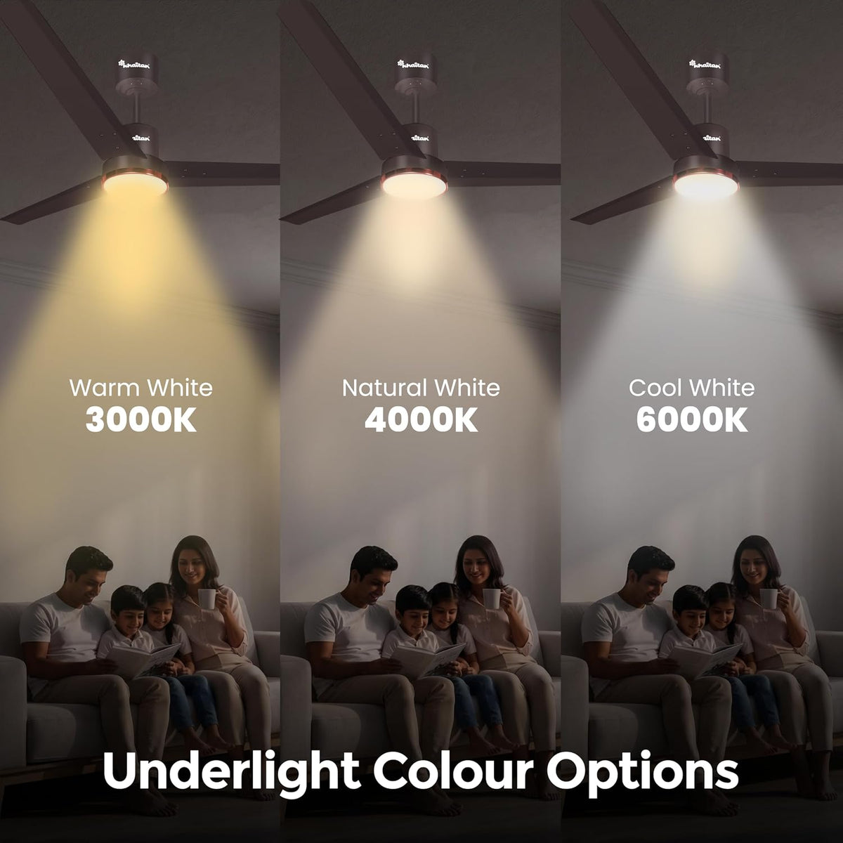 Khaitan Airwave Underlight BLDC 1200 mm Ceiling Fan with Remote | 5 Star (Black)-4