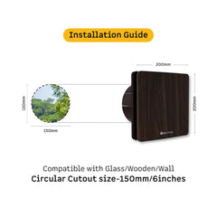 atomberg Studio Exhaust 6 Inches | Suitable for Bathroom, Kitchen | BLDC Motor | Easy to Clean | 2 Year Warranty (Dark Wood)