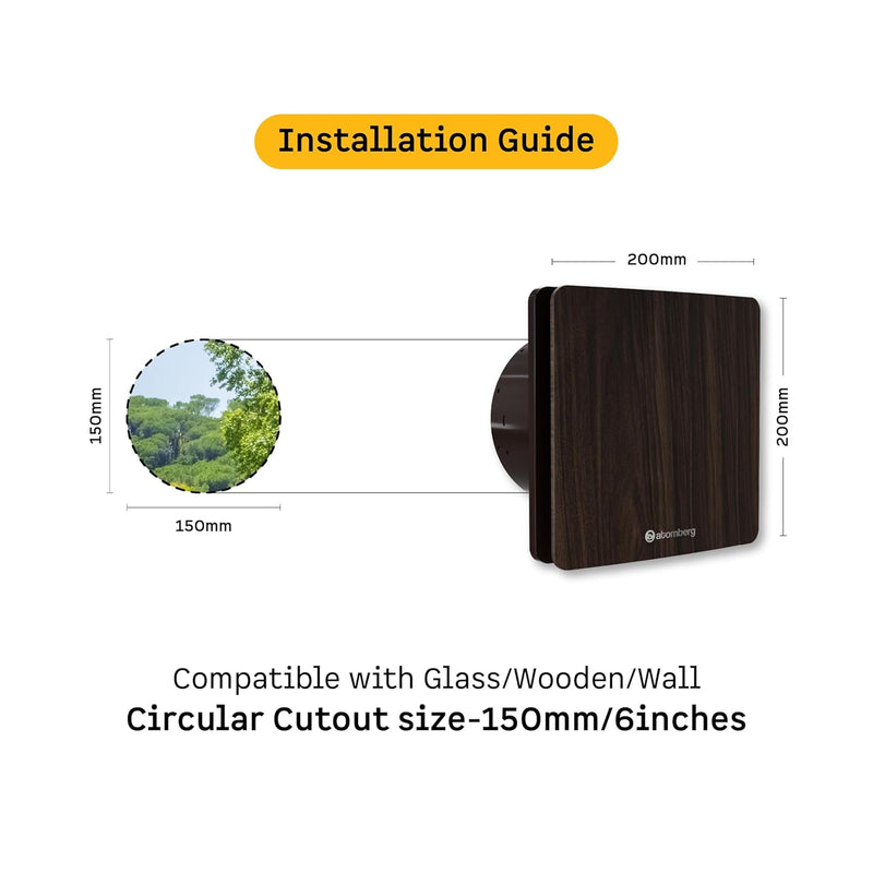 atomberg Studio Exhaust 6 Inches | Suitable for Bathroom, Kitchen | BLDC Motor | Easy to Clean | 2 Year Warranty (Dark Wood)