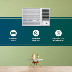 Blue Star 2 Ton 3 Star Inverter Window AC (Copper, Turbo Cool, Fan Modes-Auto/High/Medium/Low, Hydrophilic Blue Fins, Dust Filters, Self-Diagnosis, WID324L, White)
