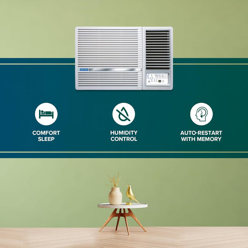 Blue Star 2 Ton 3 Star Inverter Window AC (Copper, Turbo Cool, Fan Modes-Auto/High/Medium/Low, Hydrophilic Blue Fins, Dust Filters, Self-Diagnosis, WID324L, White)