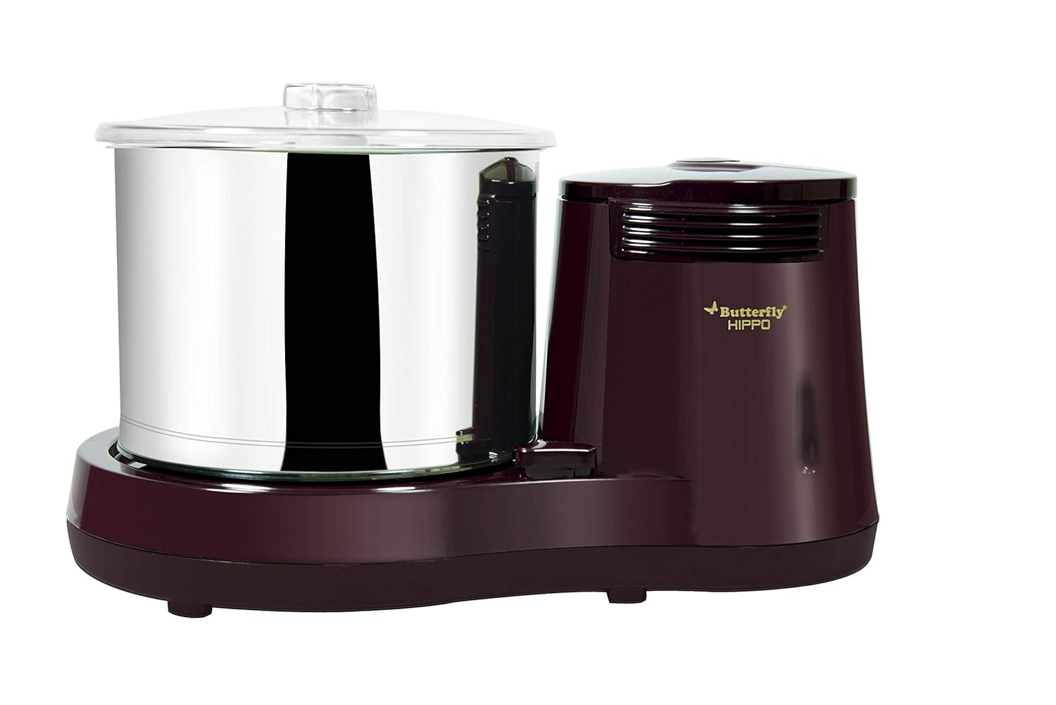 Butterfly Hippo 2 Litres Table-Top Wet Grinder | 150 Watts | Shockproof ABS Body | 4-way Grinding | Easy Clean & Maintenance | Stainless Steel Drum | 2 Years Manufacturer's Warranty | Cherry Red