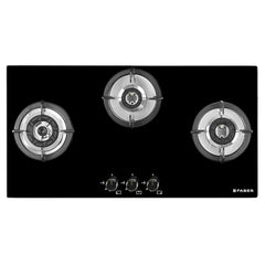 Faber Hob 90 cm 3 Burner|Auto-Ignition|Spillage Proof|Brass Burners|Metal Knobs|Pan Support|2yrs on Burner,5 Yrs Warrant