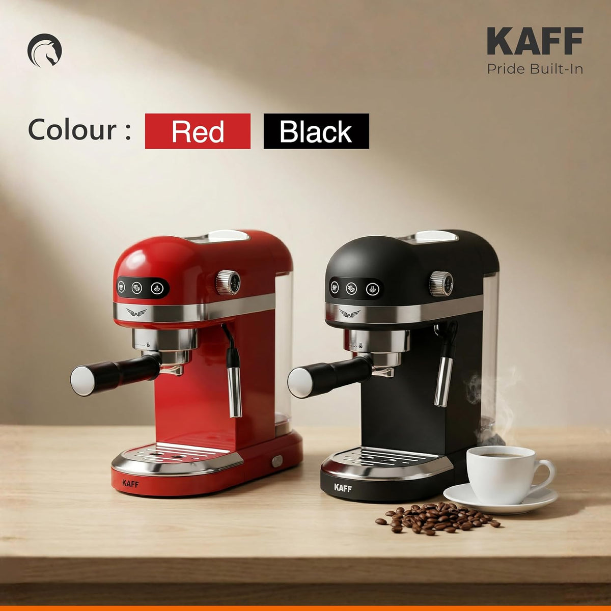 Kaff Fontana 1350 Watts Espresso Coffee Maker, 19 Bar High Pressure Pump, Steam Espresso Coffee, Detachable Frothing Noz