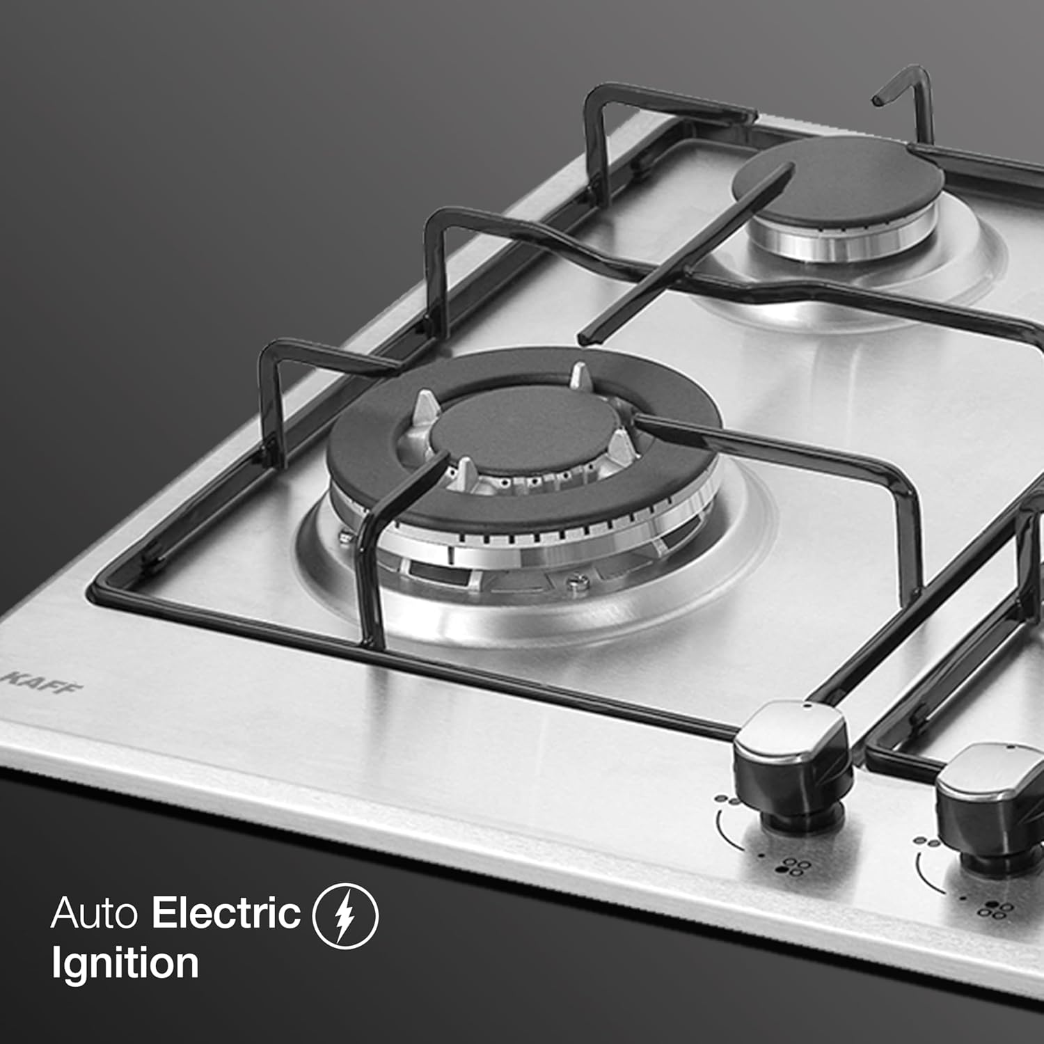 KAFF 4 Burners Built-in Hob & Hobtop For Modular kitchen -8 MM|Auto Electric Ignition Glass Top| Italian Burner, Enamelled Matt Finish, Easy Grip Knobs, Toughened Glass (Silver,80CM)