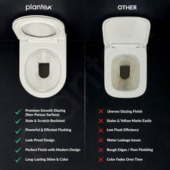 Plantex Platinum Ceramic Wall Hung Western Commode/Rimless Washdown Commode for Toilet/Western Toilet With Soft Close Toilet Seat - P Trap (Thunder)-5