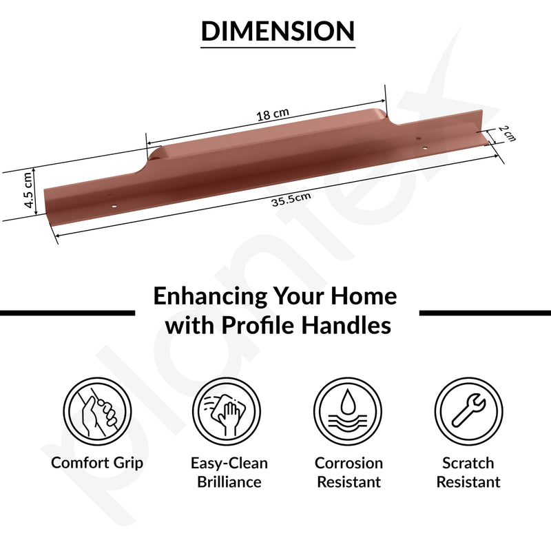 Plantex Profile Handle for Kitchen Cabinet/14 Inch Aluminium Drawer Profile Handle/Wardrobe Pull Handle for Home/Office/Hotel - Pack of 2 (Rose Gold) (Model APS-PF-1004)-3