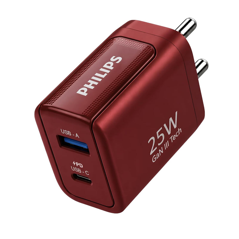 Philips DLP4321NR/94 Gen III Tech 25W Fast Charging Wall Charger (Iron Red)