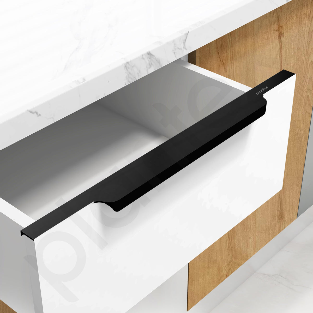 Plantex Profile Handle for Kitchen Cabinet/22 Inch Aluminium Drawer Profile Handle/Wardrobe Pull Handle for Home/Office/Hotel - Pack of 3 (Black) (Model APS-PF-1004)-2