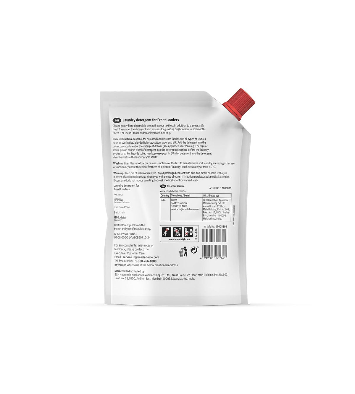 Bosch Front Load Liquid Detergent New Variant - 2 L Refill Pouch