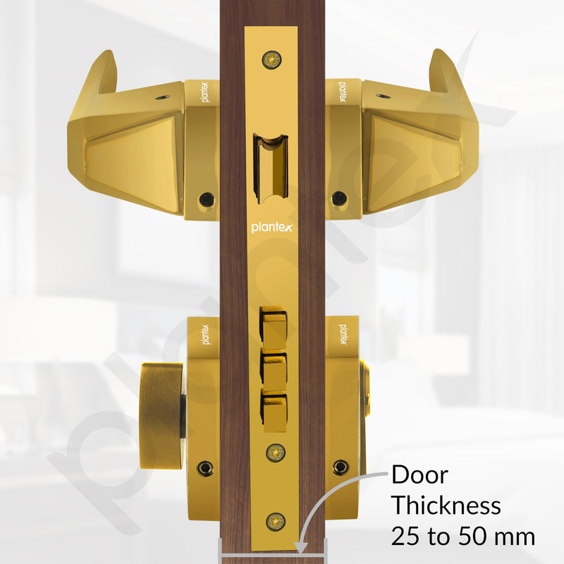 Plantex Brass Main Door Locks for Home/Premium Door Lock with 3 Years of Warranty/Mortise Handle for Door - Main Door Lock Set (PT-003- Gold)-4