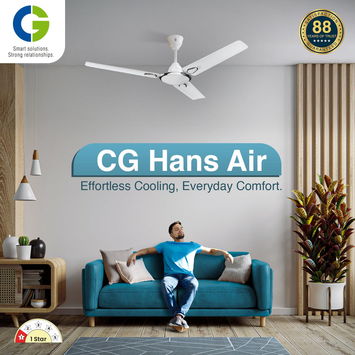 CG Hansair 1200 mm Decorative High Speed Ceiling Fan-2