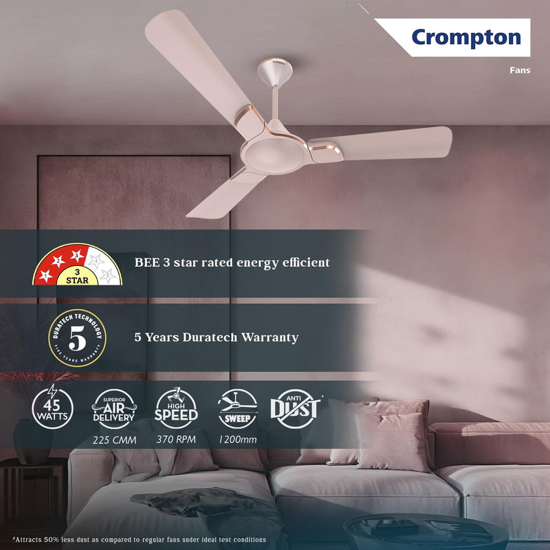 Crompton Premion AVANCER SWIRL 1200 mm (48 inch) 3 star Energy Efficient Ceiling Fan (Ice Coffee)-3