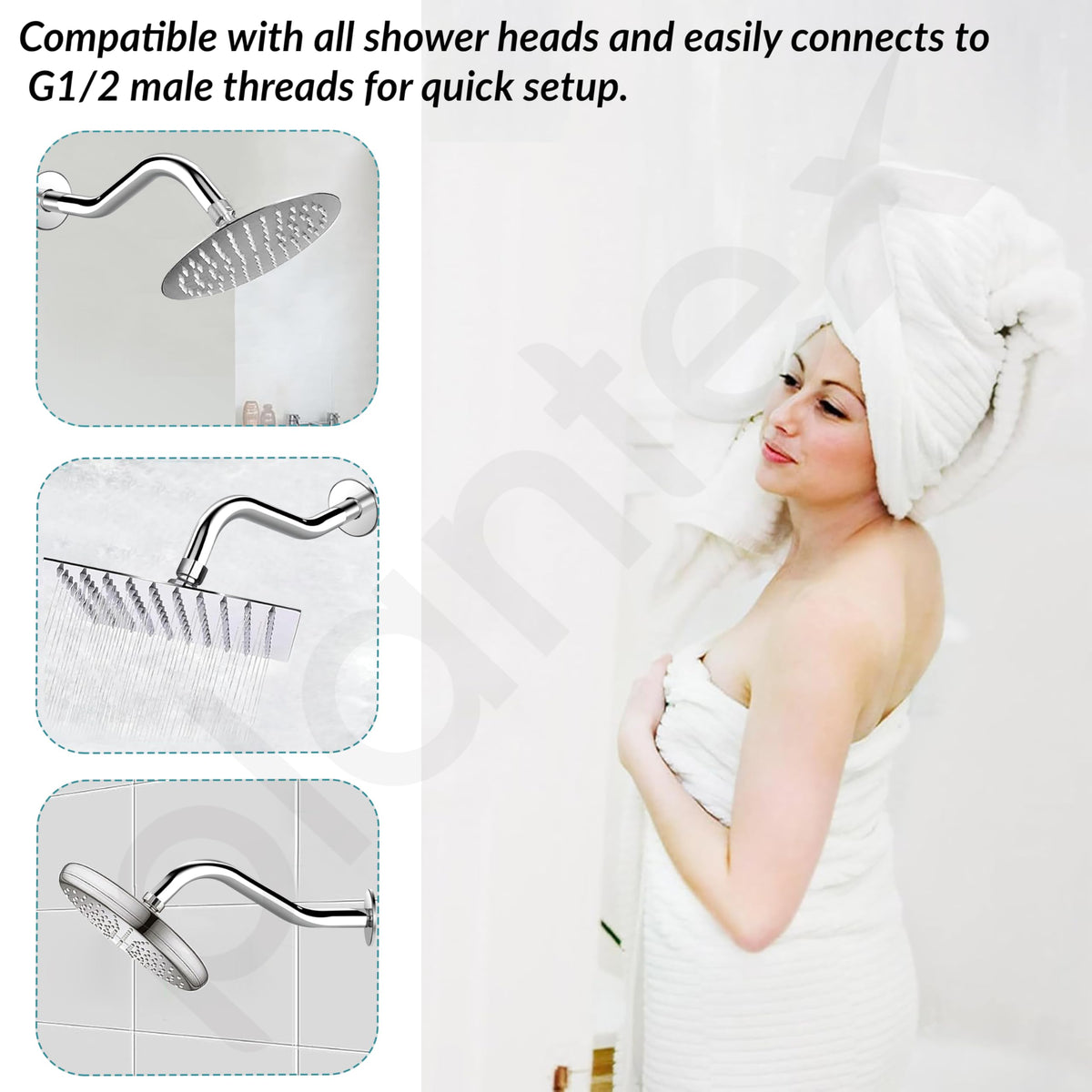 Plantex 11-Inch S-Shaped Shower Arm for Overhead Shower/Stainless Steel Shower Arm Pipe/Wall Mount ShowerArm for Bathroom Fitting with 1⁄2-Inch Thread - Pack of 1 (Chrome)-5