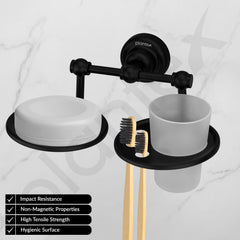 Plantex 304 Stainless Steel Skyllo Soap and Brush Holder Stand for Bathroom and Wash Basin (Black)-2