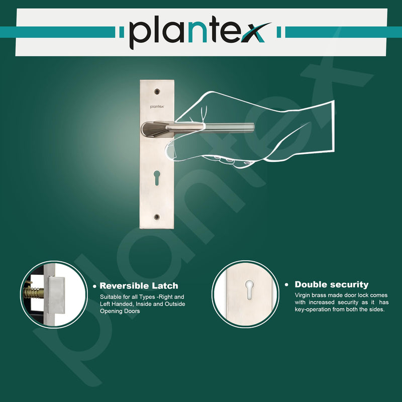 Plantex Heavy-Duty Door Lock Set - Main Door Lock Handle Set/ 6-Lever Lock Mechanism with 3 Years of Warranty/Mortise Lock with 3 Keys, Brass Lockbody (Matt)-5