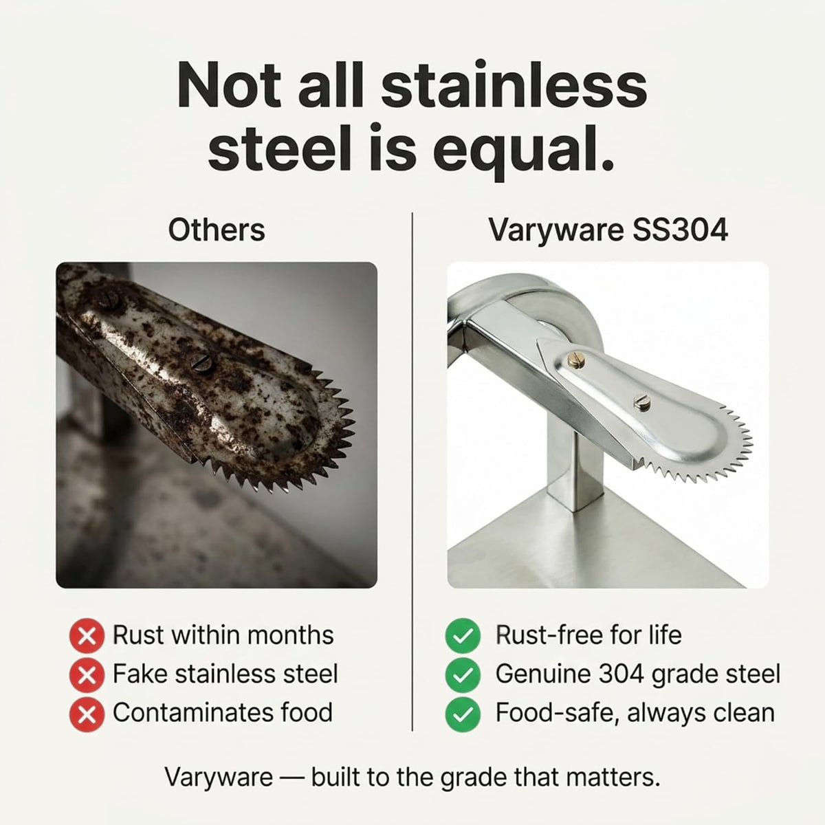SS304 Tabletop Coconut Scraper Chirava | Manual Coconut Grater with Rubber Grip Base | Stainless Steel, Heavy Duty | Sits Firm on Tables & Slabs | Scrapes, Grates, Shreds — Kitchen & Home Use