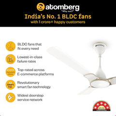 atomberg Erica Nuvo 1200mm BLDC Ceiling Fan with Remote | Award Winning Designer Fan | BEE 5 star | High Air Delivery | Low noise operation | Elegant Trims | 3 Year Warranty | Snow White