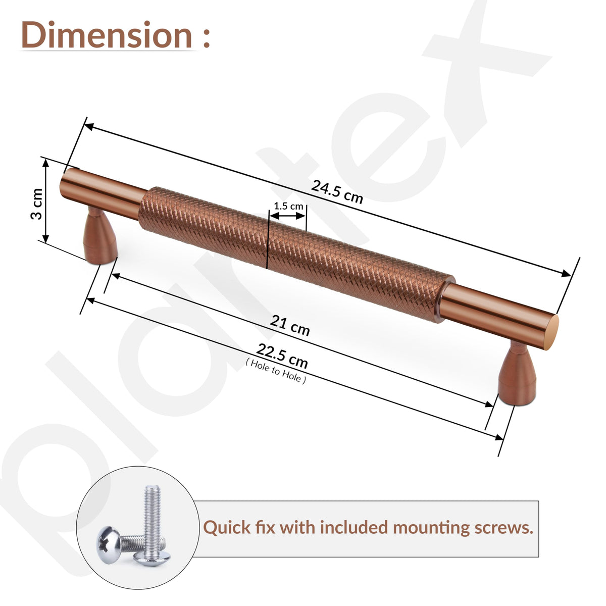 Plantex Cabinet Handle/224mm Handle for Cabinet/Furniture/Door Pull-Push Handle for Home/Office - Pack of 1 (Rose Gold) (Model APS-DTC-3910)-3