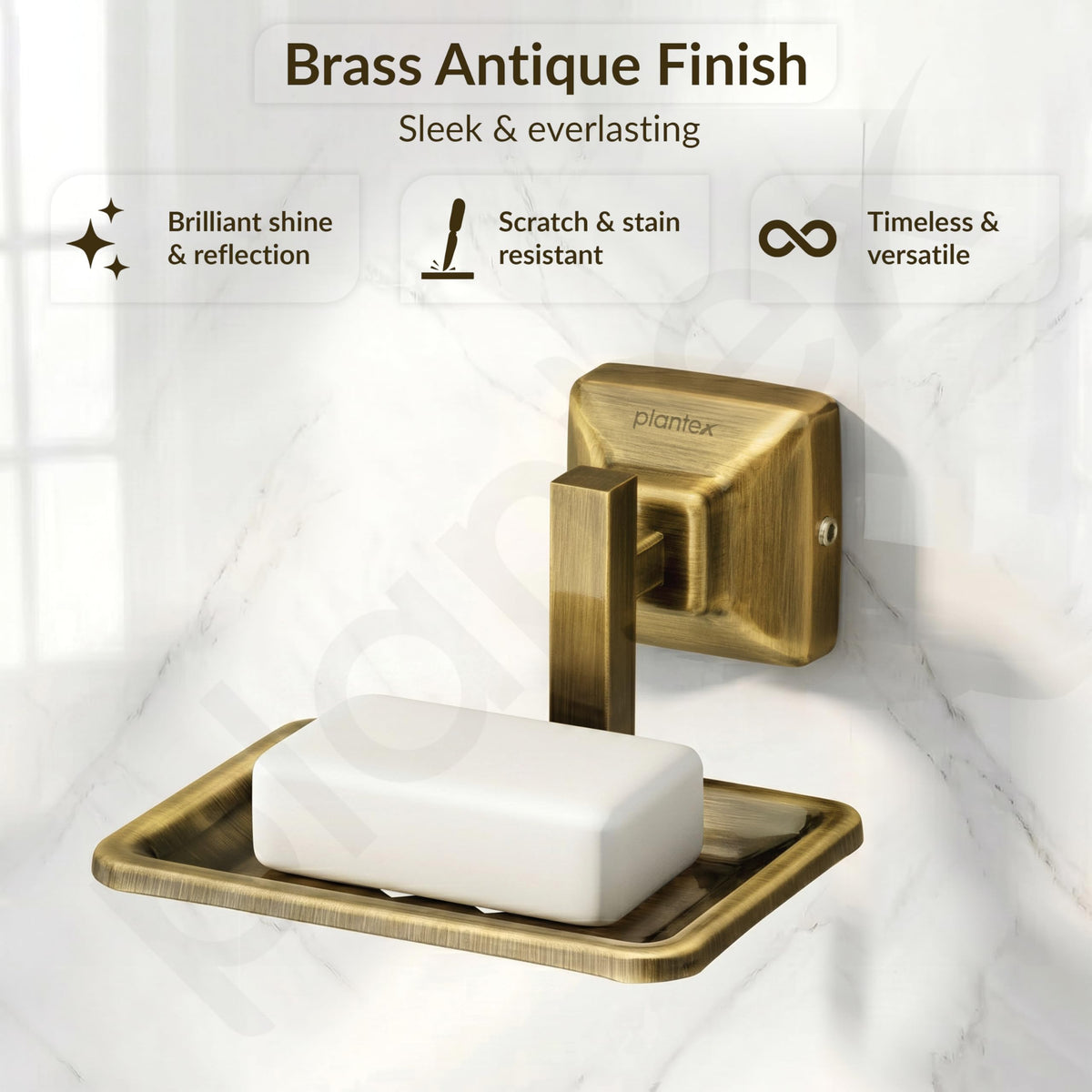Plantex 304 Grade Stainless Steel Bathroom Soap Dish/Soap Holder/Soap Stand/Bathroom Accessories - Squaro (Brass Antique)-3