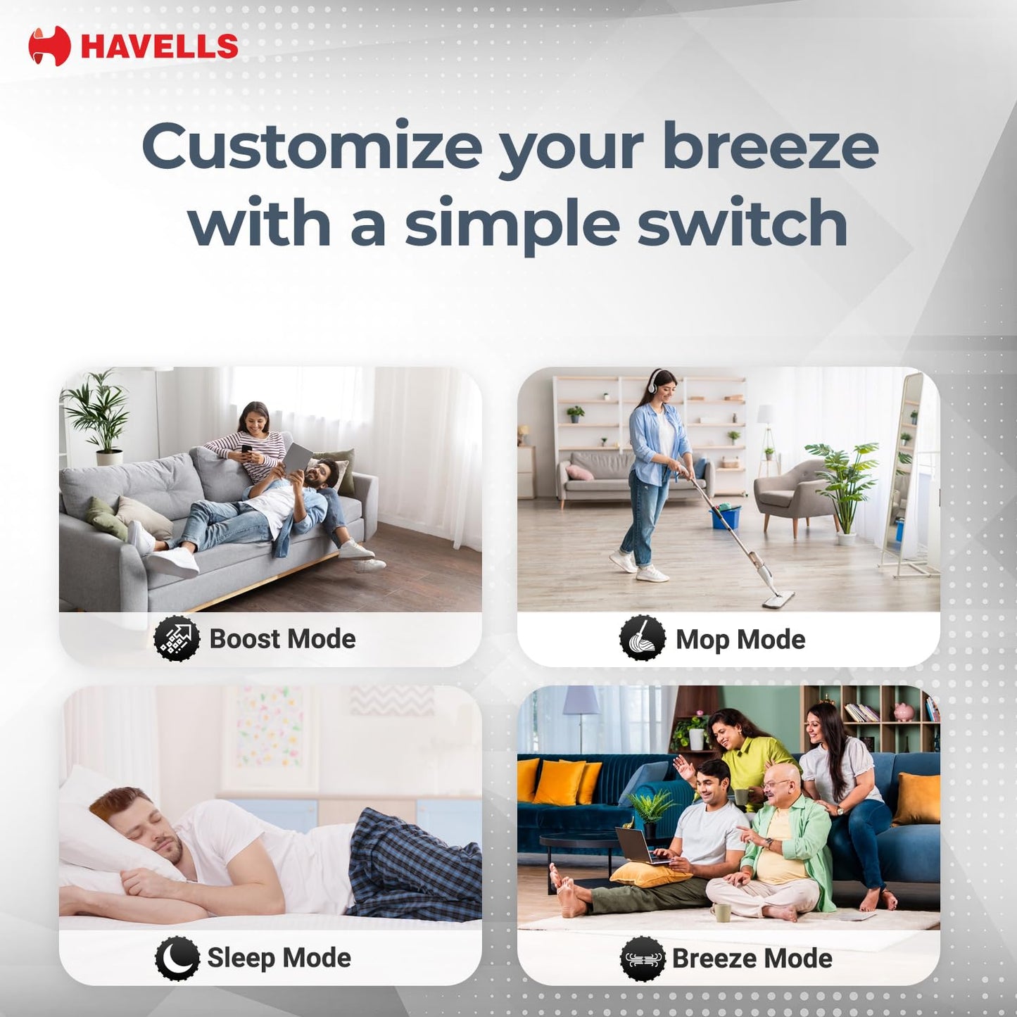 Havells FAB BLDC ULED Ceiling Fan 1200mm, 5 star, LED Speed Indicator, 380 RPM, Up to 65% Savings,Reverse Rotation,4 Speed Modes,Low Wattage 30W,Low Noise,Air Flow:225 CMM, 3 Year Warranty, Denim Blue