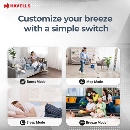 Havells FAB BLDC ULED Ceiling Fan 1200mm, 5 star, LED Speed Indicator, 380 RPM, Up to 65% Savings,Reverse Rotation,4 Speed Modes,Low Wattage 30W,Low Noise,Air Flow:225 CMM, 3 Year Warranty, Denim Blue