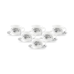 La Opala Diva, Opal Glass Crockery | Cup & Saucer Iris Regular, Set of 12 | Misty Drops, 160 ml | for Tea & Coffee | Microwave Safe | 100% Vegetarian | Extra Strong | Super Light | Super White
