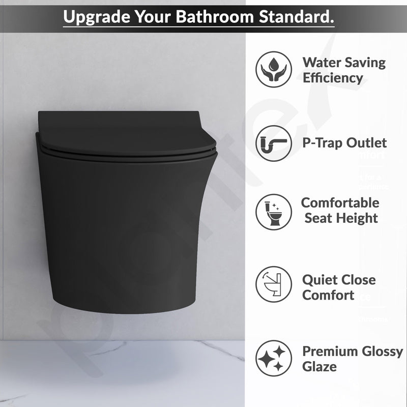 Plantex Ceramic Wall-hung Commode with Table-Top Wash Basin for Bathroom/Rimless Washdown Western Toilet/Bathroom Wash Basin - P Trap Commode - Black-2