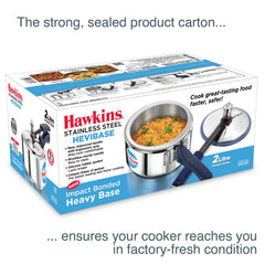 Hawkins 2 Litre Stainless Steel Hevibase Pressure Cooker, Impact Bonded Base, Inner Lid Cooker, Silver (HSI20)