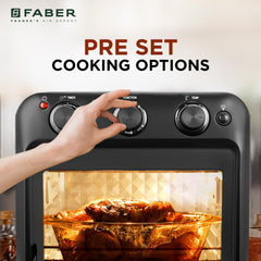 Faber 20 liter 1500 Watts Air Fryer Oven|Fry, Bake, Roast, Toast, Defrost, Grill, Reheat & Broil|85% Less Oil|Temperature & Timer Control, Preset Cooking Options, Convection Function, Auto-Off|(Black)