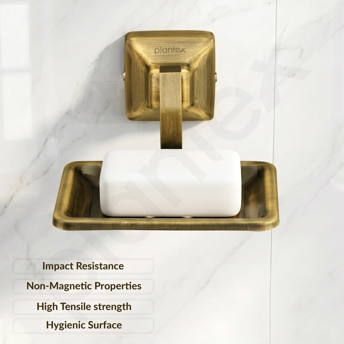 Plantex 304 Grade Stainless Steel Bathroom Soap Dish/Soap Holder/Soap Stand/Bathroom Accessories - Squaro (Brass Antique)-4