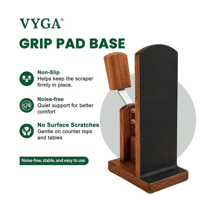 Vyga Bold Teak Wood Coconut Scraper with Iron Blade, Traditional Kerala Handcrafted Design, Bowl Ring Base