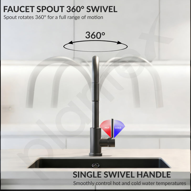 Plantex Pull-Down Kitchen Sink Tap/304 Stainless Steel Sink Tap for Kitchen Basin with 360? Swivel Spout/Kitchen Sink Faucet- (1062, Grey)-5