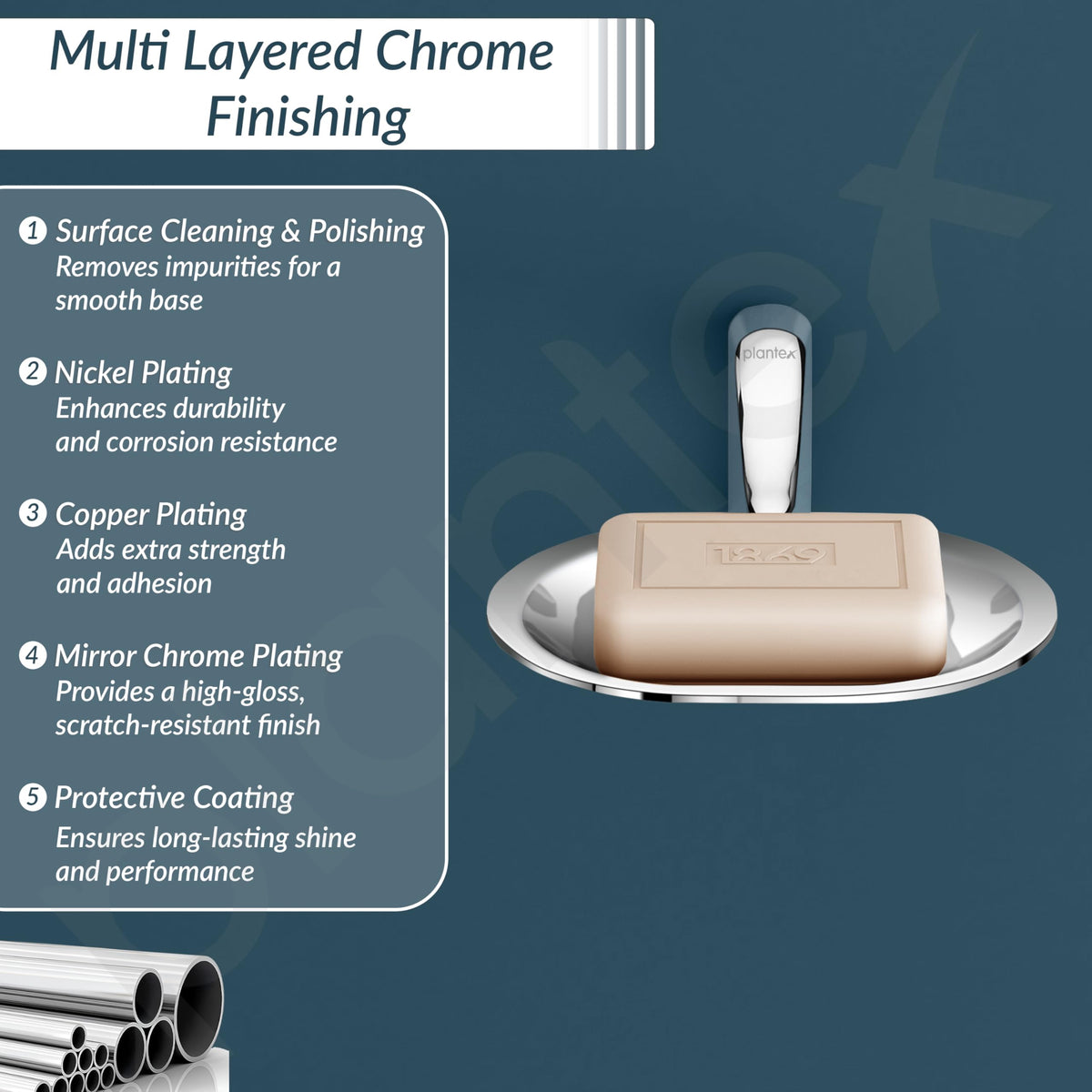 Plantex Rich Brass Unique Soap Holder for Bathroom/Wall Mounted Soap Dish/Soap Stand/Bathroom Accessories - (Chrome)-3