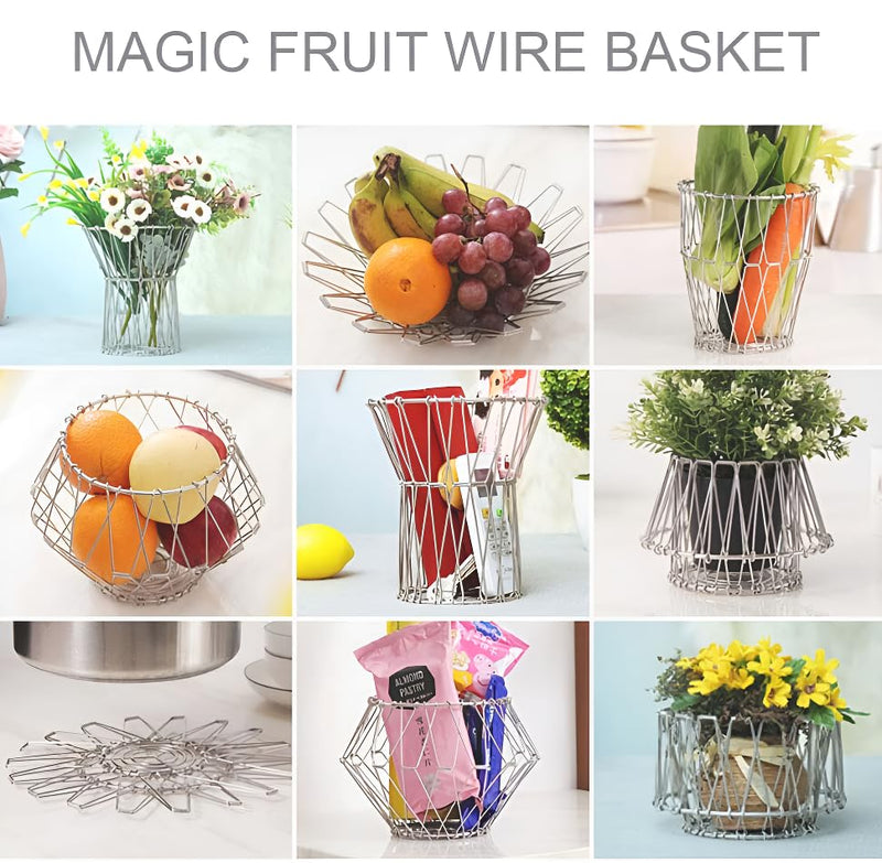 Plantex Stainless Steel Vegetable & Fruit Bowl for Kitchen/Foldable Fruit Basket for Dining Table/Stylish Home Dcor Storage Basket-(8 Shapes, 1 L, Oval Shap)-4