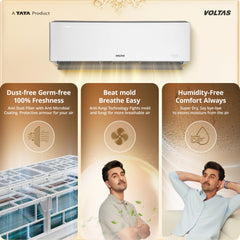 Voltas 1.5 ton 5 Star, New star rated, Inverter Split AC (Copper, Convertible 6-in-1 Cooling Modes, Auto Clean, Sleep Mode with Hidden Display, Memory Restart (185INV VENUS LUXE, White)