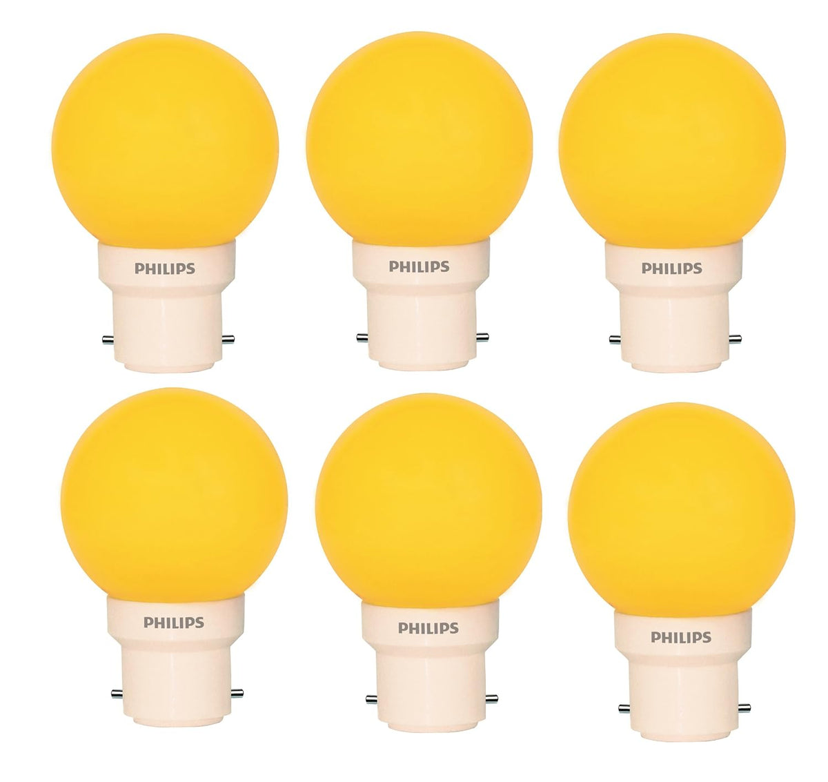 Philips Deco Mini Base B22 0.5-Watt LED Bulb (Pack of 6, Yellow)