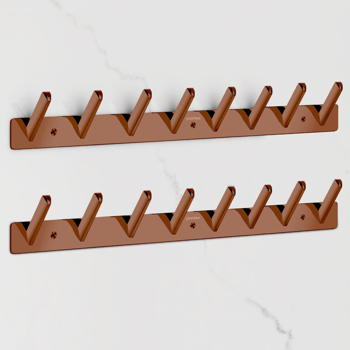 Plantex Wall Hooks for Hanging Cloth/Stainless Steel Towel Hangers/Bathroom Robe Hooks/Door Hangers/Square Wall Hook/Hook Rail for Hanging Keys - 8 Hooks (Pack of 2, PVD Rose Gold)-1