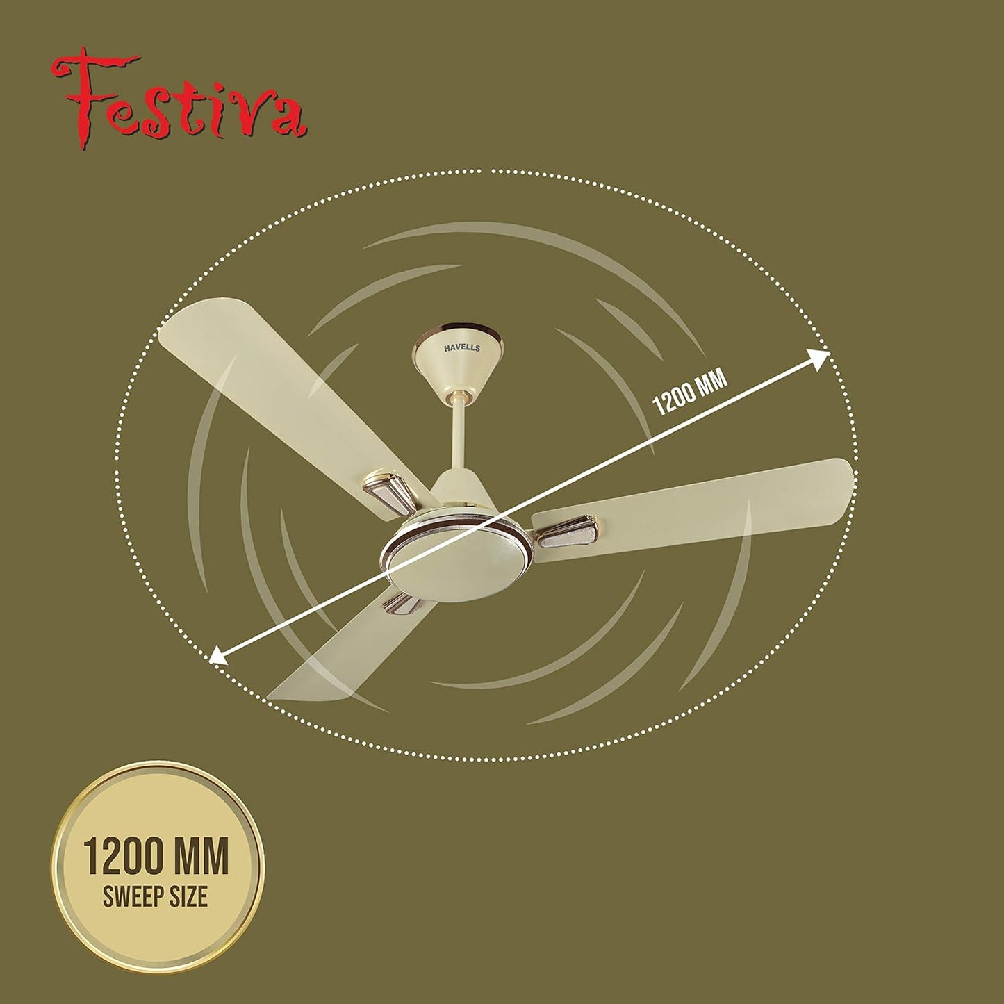 Havells Festiva 1200mm Dust Resistant Ceiling Fan (Pearl Ivory)