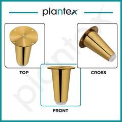 Plantex Heavy Duty Round 4 inch Spare Sofa Legs for Bed Furniture/Sofa Legs for Furniture Fitting/Table Legs/Sofa Leg Set of 2 pcs (Gold) (Model APS-DTS-53)-5