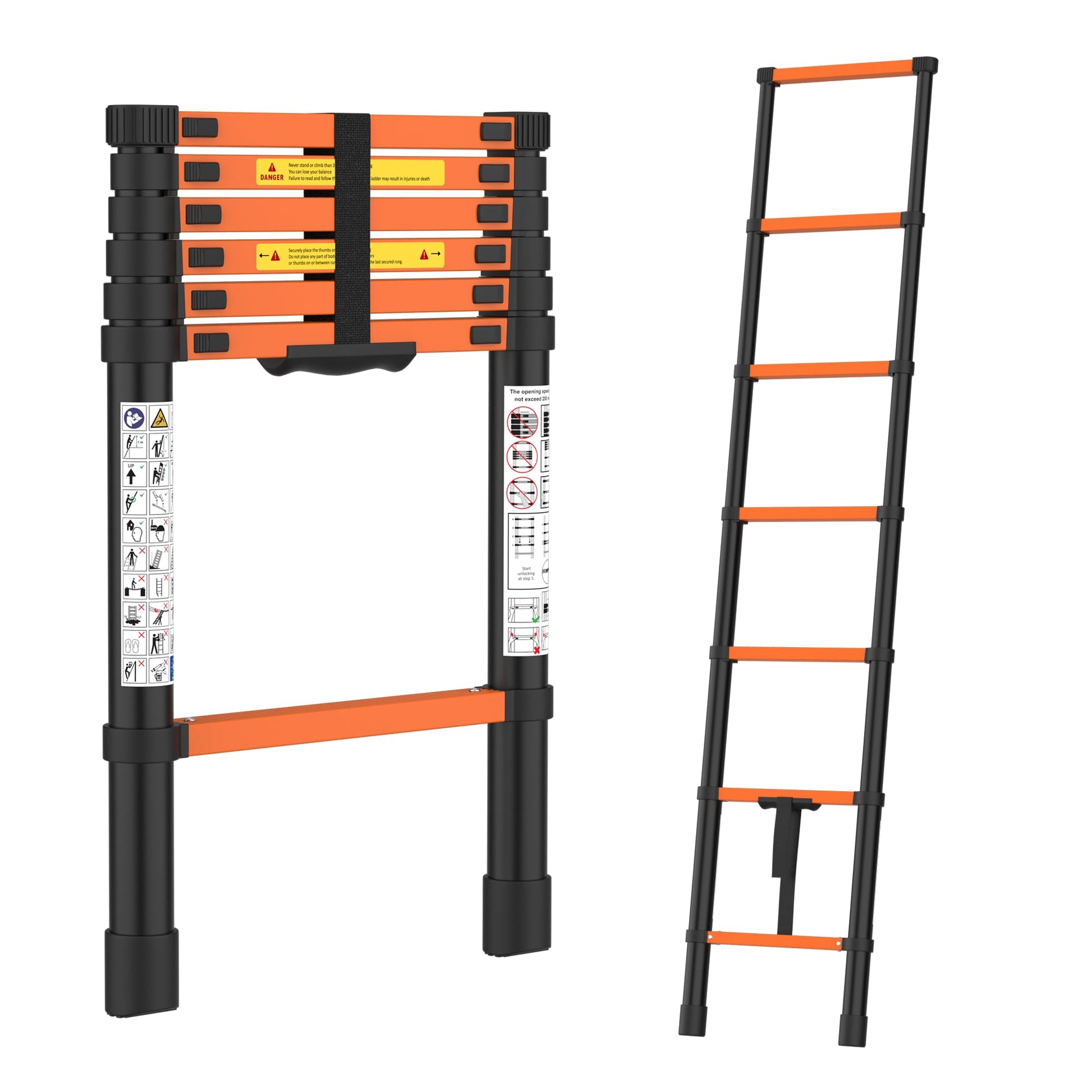 BonKaso VertiPro 2M(6.5Ft) Telescopic Ladder|Aluminum Ladder 7 Step|Multipurpose for Home & Outdoor use with Self Locking Mechanism|EN131 Certified Max Load Capacity of 150kg