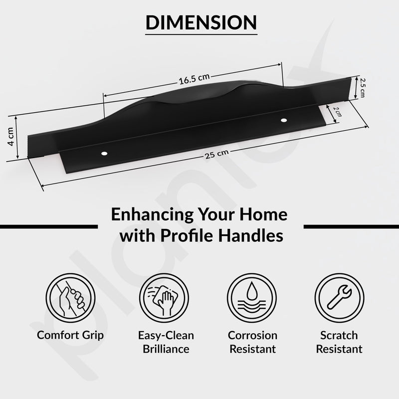 Plantex Profile Handle for Kitchen Cabinet/10 Inch Aluminium Drawer Profile Handle/Wardrobe Pull Handle for Home/Office/Hotel - Pack of 1 (Black) (Model APS-PF-1001)-3