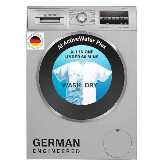 Bosch 10.5/6 KG Inverter Fully Automatic Front Load Washer Dryer (2023 Model, WNA2E4U1IN, 1400 RPM, 14 Wash Programs, LED touch display, Wash & Dry in 60 Mins, Cast Iron Grey)