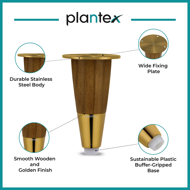 Plantex Heavy Duty Round 4 inch Spare Sofa Legs for Bed Furniture/Sofa Legs for Furniture Fitting/Table Legs/Sofa Leg Set of 2 pcs (Gold Finish) (Model APS-DTS-55)-4